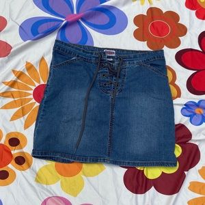 denim mini skirt